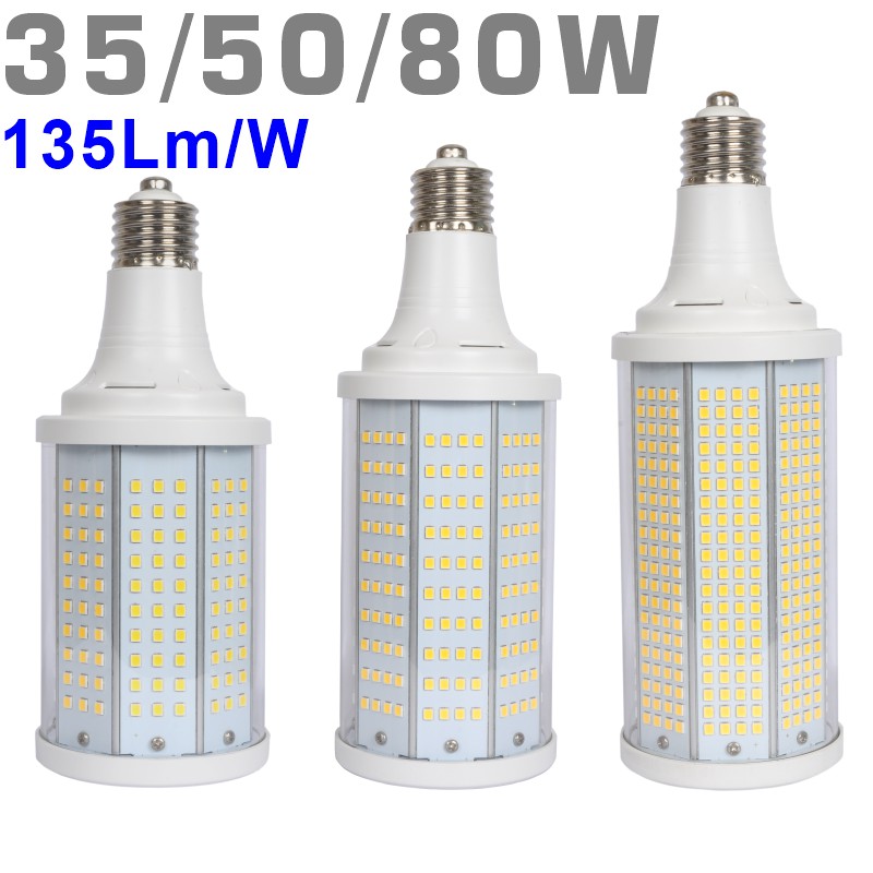 High Power 35W 50W 80W 135lm/w Super Bright E27 E40 LED HID Bulb for Street Light HPS Replacement